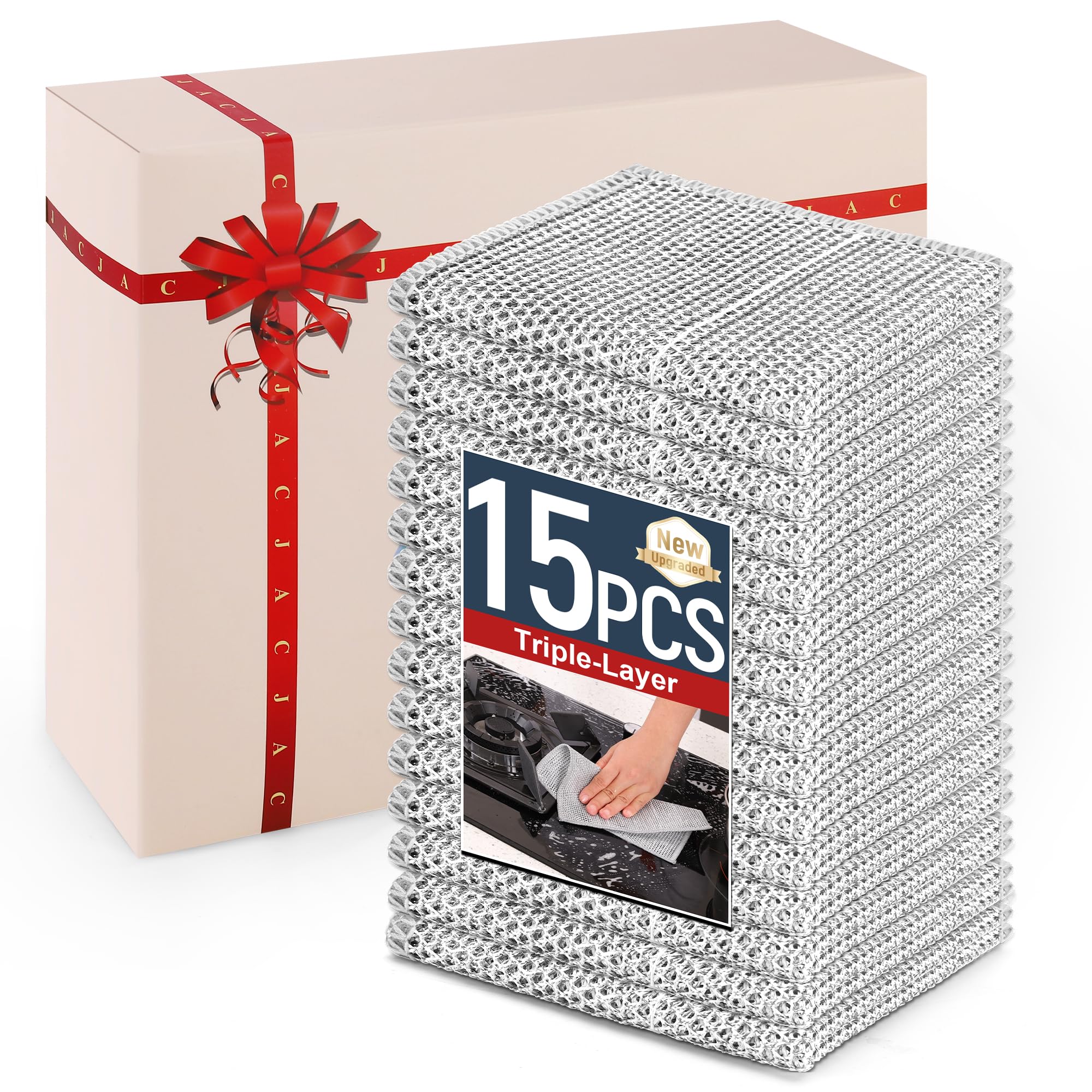 Photo 1 of ***MISSING PIECES*** 3 Layers Non Scratch Wire Dish Cleaning Supplies 15PCS - Wire Dishwashing Rag Home Essentials-Reusable Steel Wool Scrubber Washcloths,Kitchen Towels and Dishcloths Set for Pans Sinks & Cookware