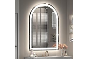 CHARMOR Arched LED Bathroom Mirror 20x28 Inch with Backlit and Frontlit, Dimmable Vanity Mirror for Wall, Anti-Fog, 3 Colors, Memory, Shatter-Proof, ETL Listed