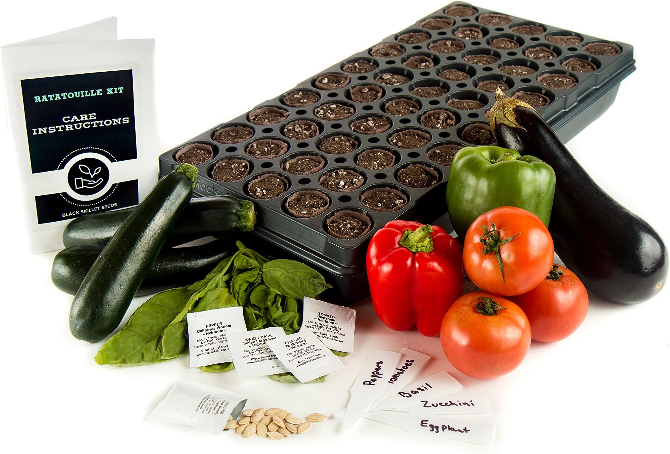 Heirloom Seed Starter Kit includes 5 Non-GMO Varieties, Soil, Trays, Markers. Great Educational Toy and Gardening Gift. Grow Seedlings in Indoor Greenhouse then Transplant After Last Frost. Indoor Germination Kit. Eat Well & Feel Great!