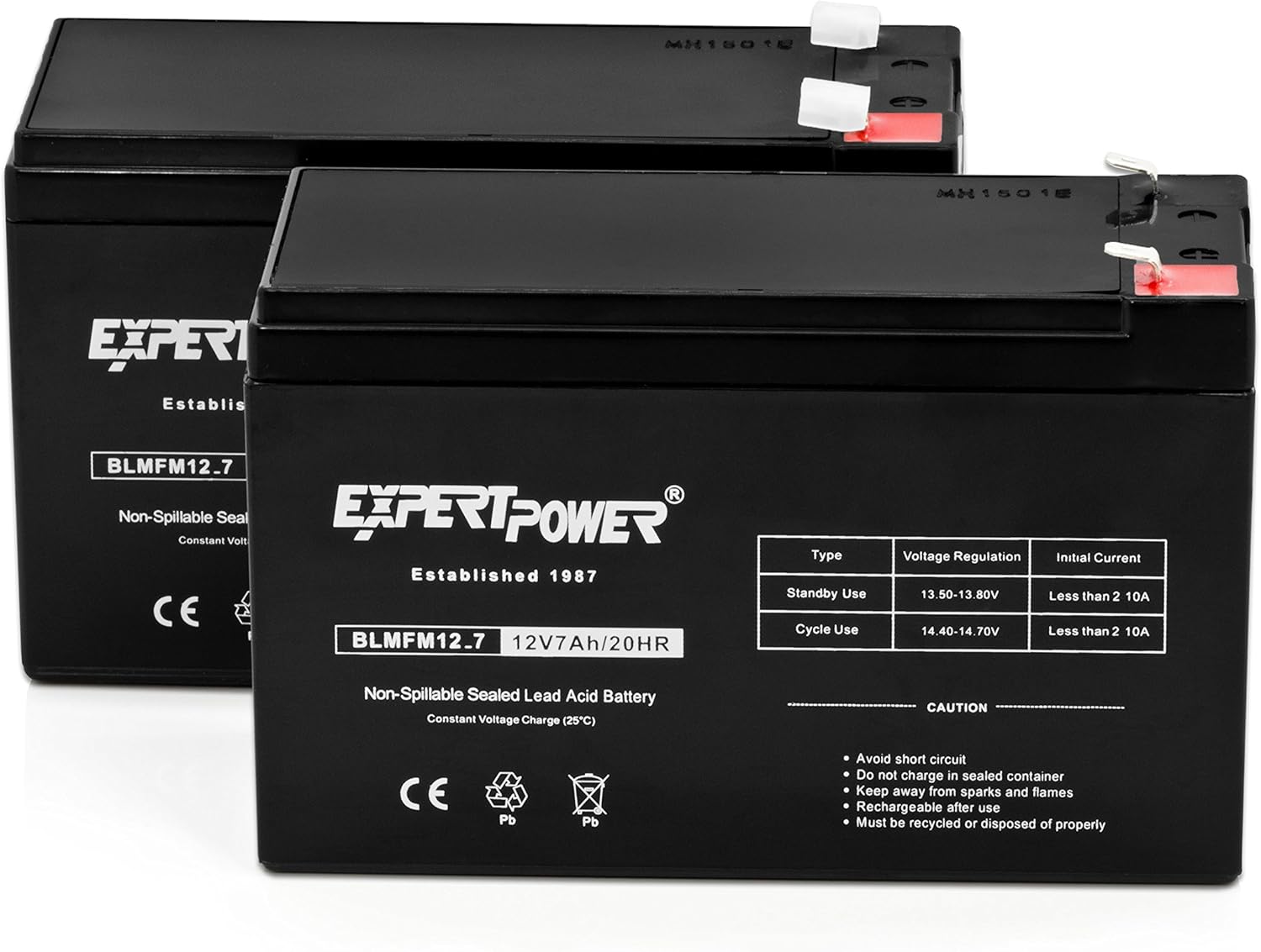 ExpertPower Standard 12V 7AH Rechargeable SLA Battery, (EXP1270-2) - 2 Pack: Home Audio & Theater