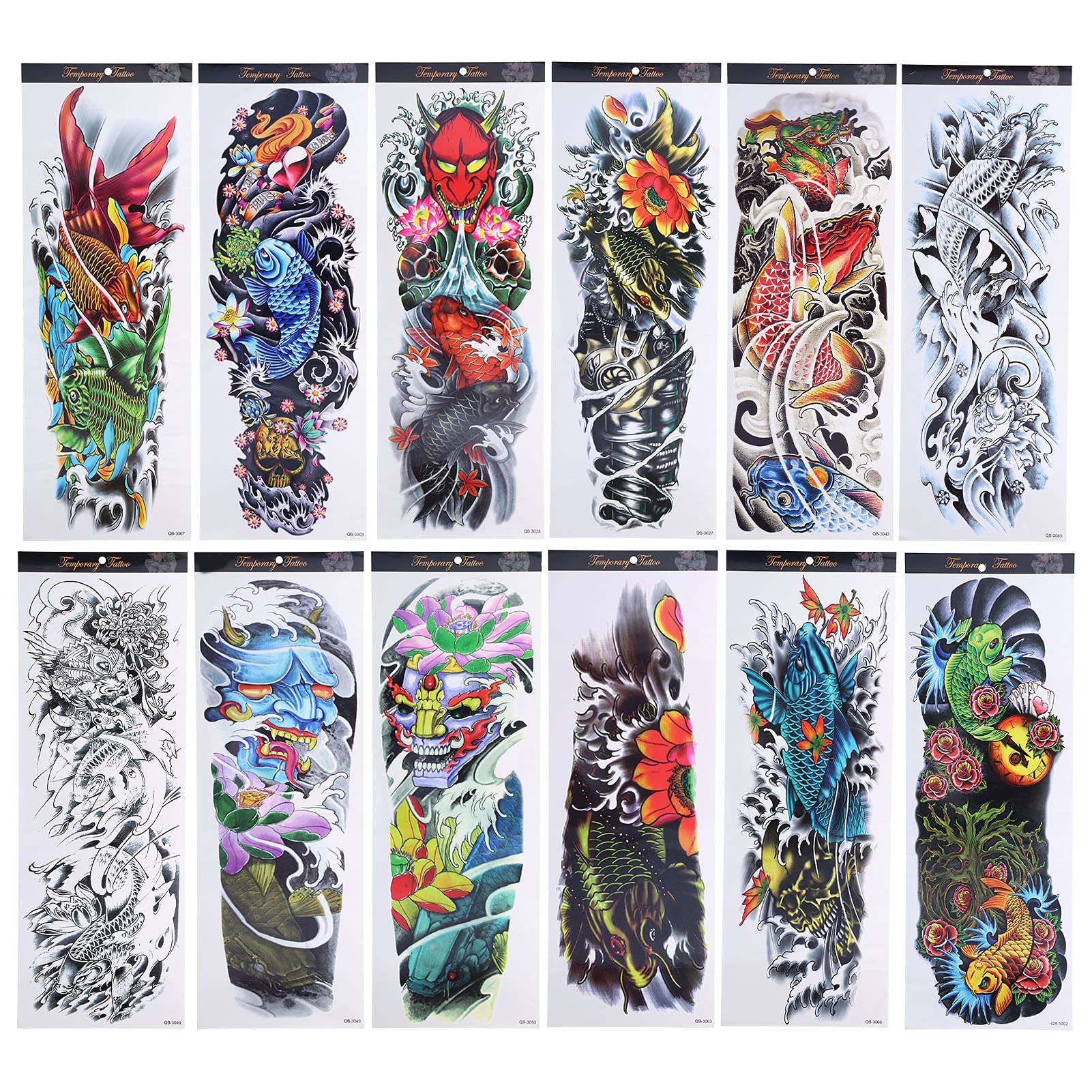 12pcs Fake Tattoo Sticker Temporary Waterproof Sweatproof Unisex Full Arm Tattoos Stickers Full Arm Temporary Tattoos Waterproof Temporary Tattoos Tattoos Stickers