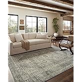 Loloi Magnolia Home by Joanna Gaines Sinclair Collection SIN-04 Natural/Sage 7'-6" x 9'-6", .25" Pile Height, Machine Washabl