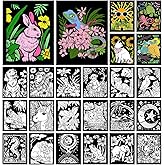 Zhanmai 48 Pcs Fuzzy Velvet Coloring Posters Artistic Edition Animal Fuzzy Color Your Own Sheets for Adults DIY Coloring Poster for Family Craft Project