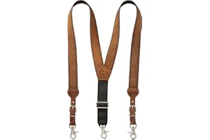 Nocona Belt Co. Men's Standard Gallus Basketweave Embossed Leather Suspenders