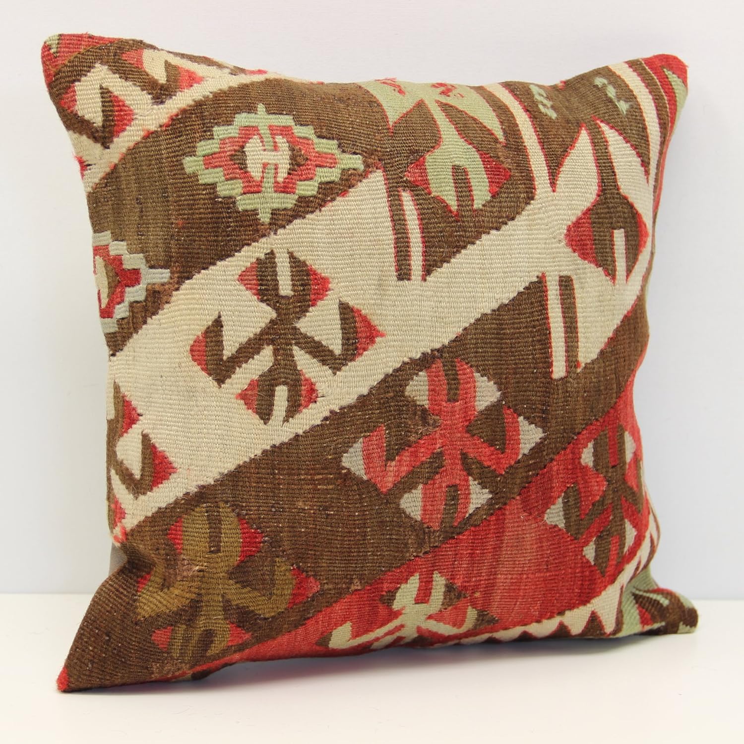 Throw kilim pillow 14x14 Inch (35x35 cm) Anatolian Kelim