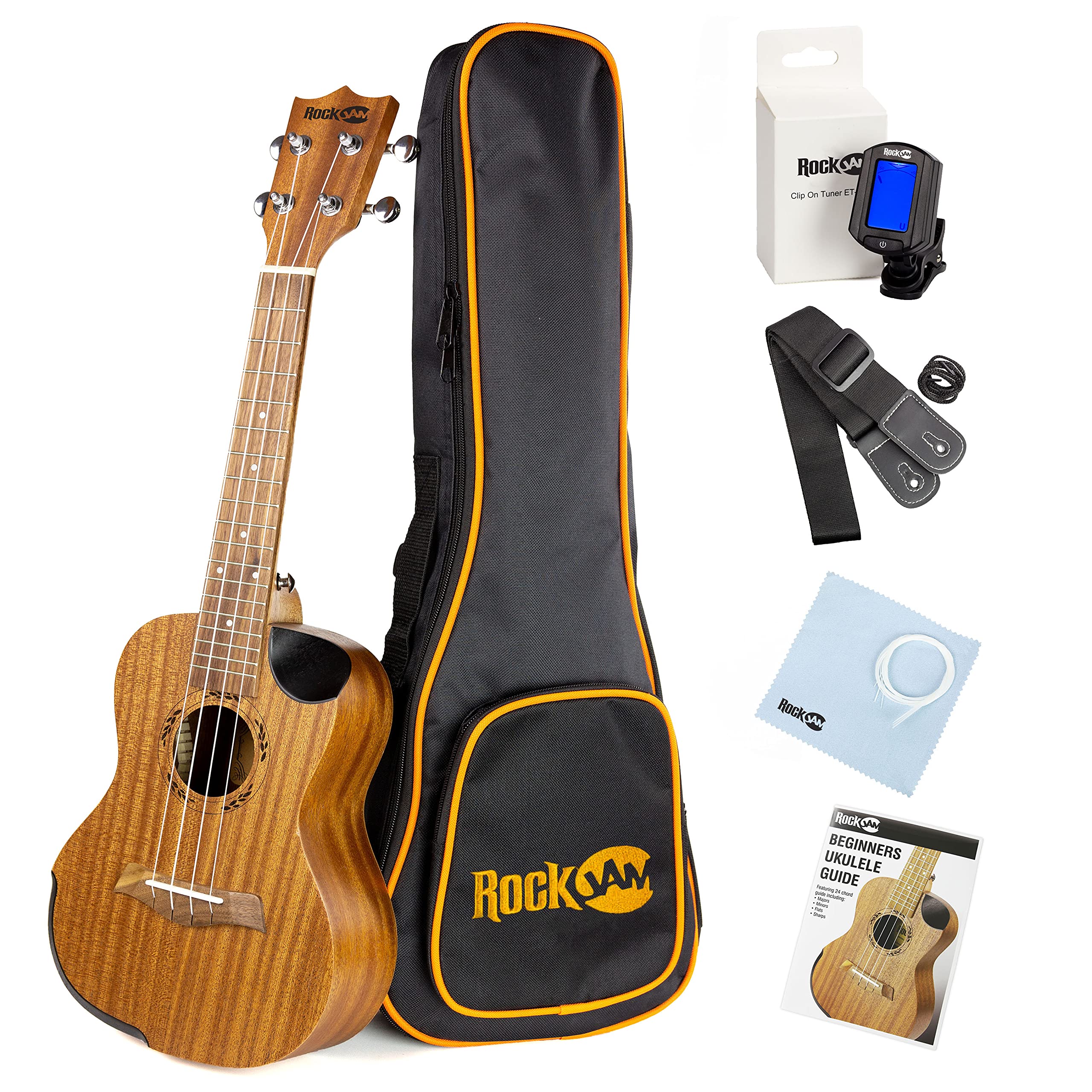 RockJam Premium Concert Ukulele Kit with Tuner, Gig Bag, Strap, Picks & Spare Strings. Image