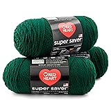 RED HEART Super Saver 3-Pack Yarn, Hunter Green 3