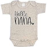 Hello Nana Pregnancy Announcement Infant Bodysuit Gift for Grandma (0-3 month, Natural)