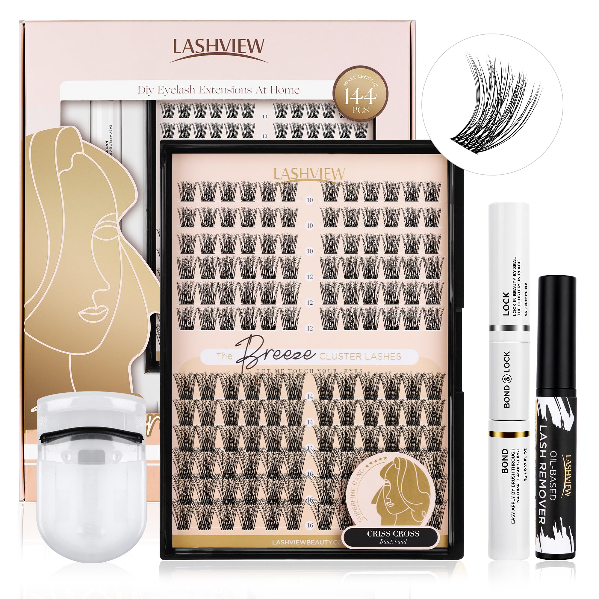LASHVIEW Cluster Lashes Individual Lashes Mega Volume Superfine Brand and Soft DIY Eyelash Extension Natural Look Reusable Wispy Eyelash Clusters (Large-Volume D+ Kit) — image 1