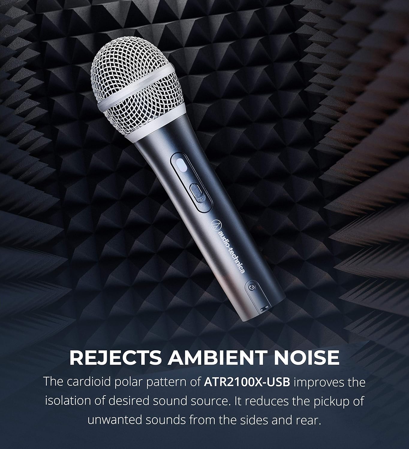 Audio-Technica ATR2100X-USB Cardioid Dynamic Microphone (ATR Series) for Podcasting, Voiceover, Studio Recording Bundle with Samson SR350 Stereo Headphones, Blucoil Pop Filter, and USB-A Mini Hub: Musical Instruments
