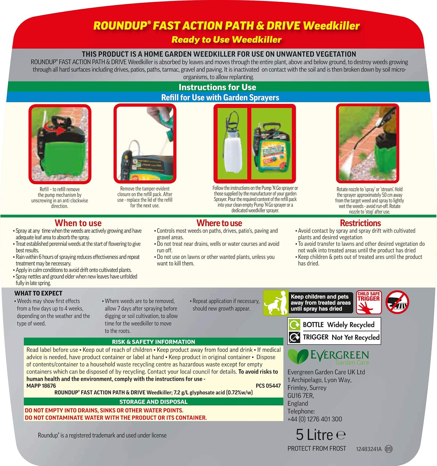 Roundup 100117 Path Weedkiller, Ready to Use, Refill for Pressure Sprayer, 5 Litre - Image 3