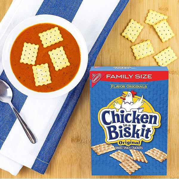 CHICKEN IN A BISKIT ORIGINAL BAKED SNACK CRACKERS, LUNCH SNACKS, FAMILY SIZE, 12 OZ
