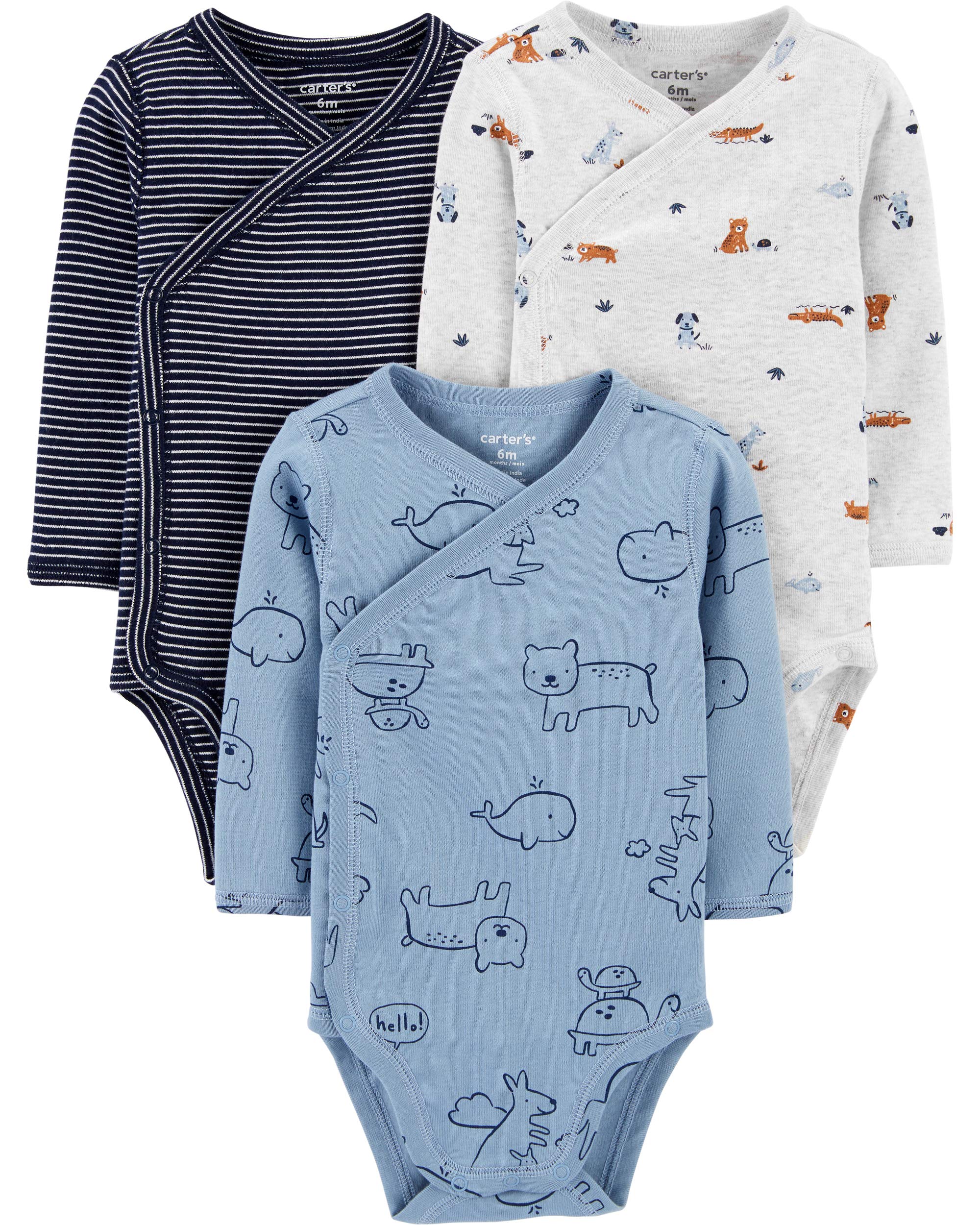 Carter's Baby Boys' 3-Pack Side-Snap Bodysuits
