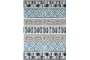 BalajeesUSA Outdoor Plastic Patio Rugs – 5x7, Grey, Teal Multipurpose Reversible mats Woven Plastic Straw All-Weather and Waterproof Rug Camper Mats Outdoor
