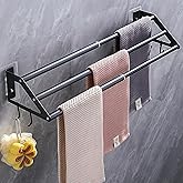 3 Bars Towel Bars Hanger Freely Retractable 11-23 Inch Stainless Steel Bath Rack Strong 3M Adhesive Bathroom Wall Free mounting Hole-Installing washroom Kitchen