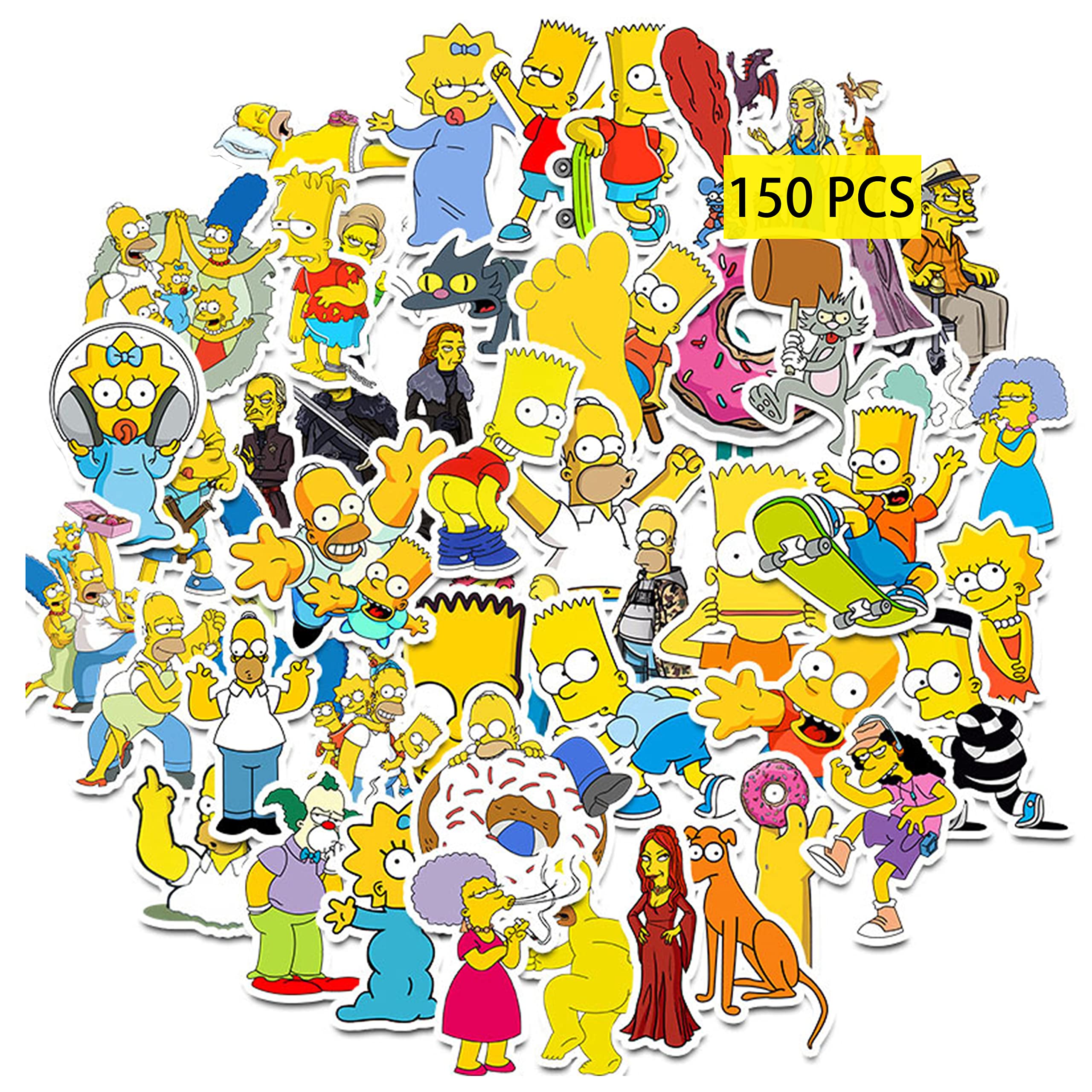 GTOTd Funny Cartoon Stickers (150 pcs) Gifts Merch Cartoon Party Supplies Vinyl Decor for Laptop Skateboard Guitar Luggage Water Bottle for Teens — image 1
