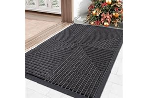 Arotive Front Door Mat, Heavy Duty Outdoor Indoor Mat, Non-Slip Doormat for Home Entrance, Low Profile, Easy Clean, Dirt Trapper Entryway Floor Mats for Outside, Garages and Patios, 29.5x17, Grey