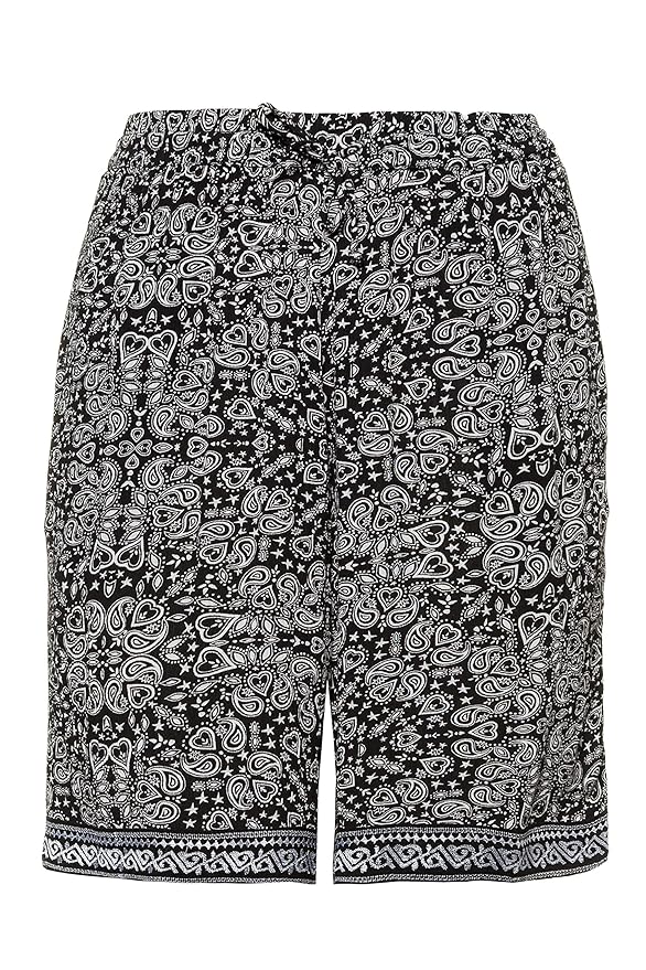 Ulla Popken Damen große Größen bis 64, Bermuda, Kurze Hose, grafisches Muster, Elastikbund mit