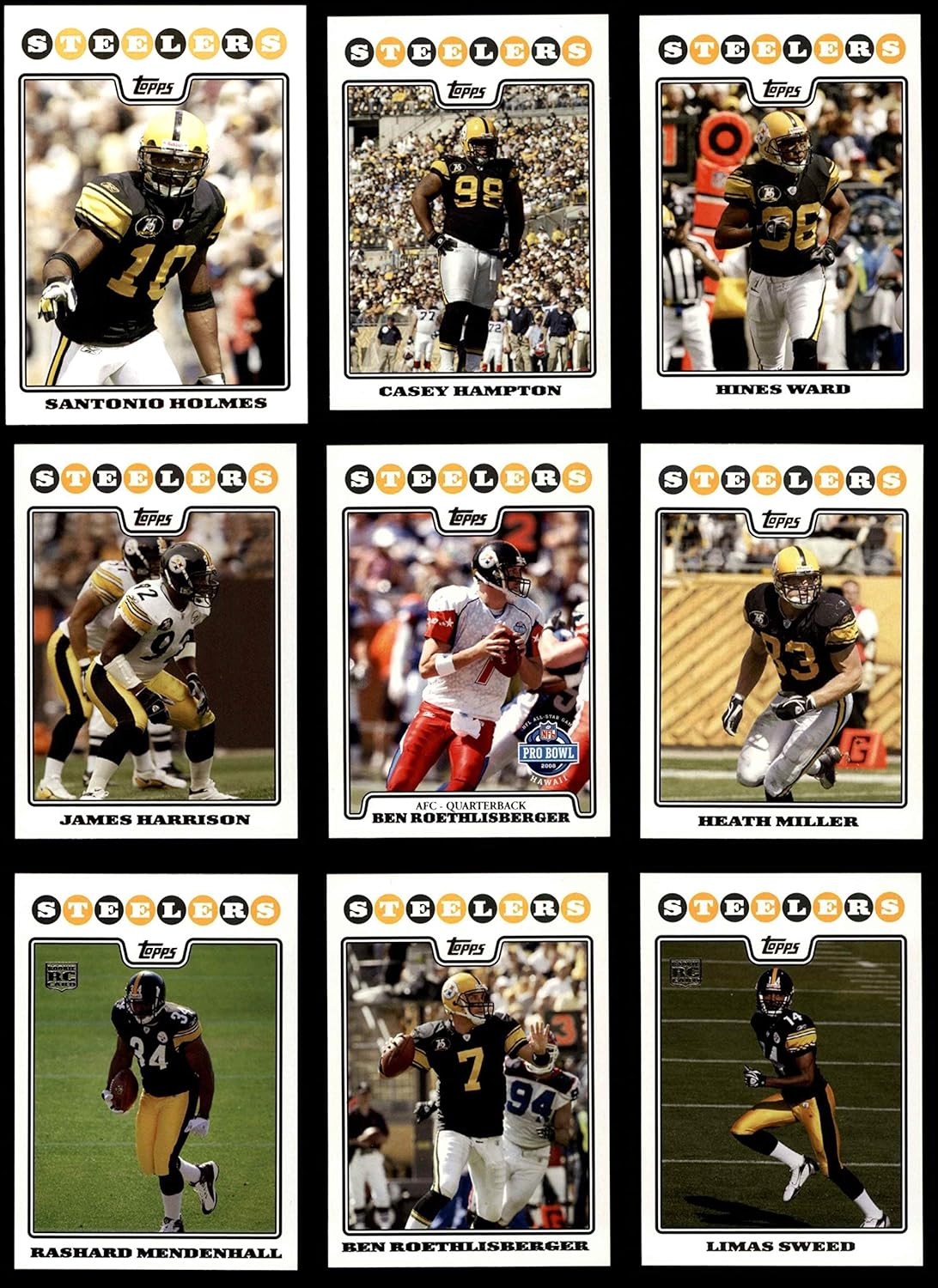 2008 Topps Pittsburgh Steelers Team Set Pittsburgh Steelers (Baseball Set) Dean's Cards 8 - NM/MT Steelers