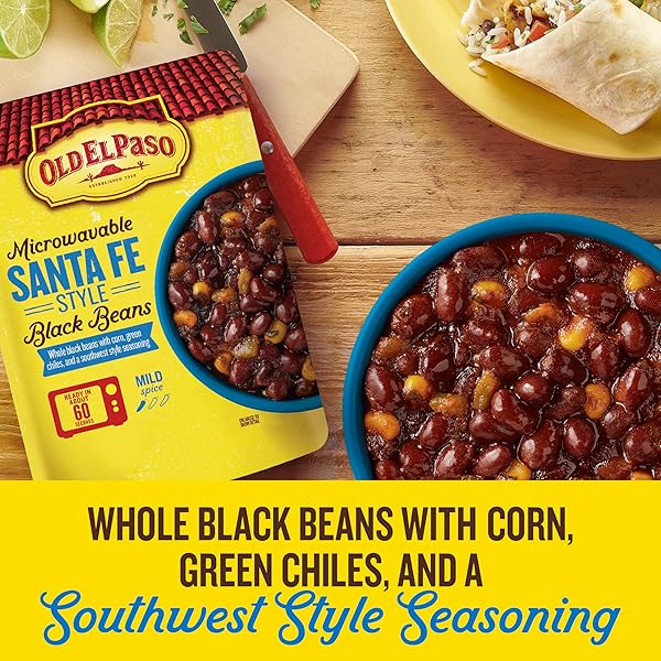 OLD EL PASO BLACK BEANS, SANTA FE STYLE, MICROWAVABLE POUCH, 8.8 OZ