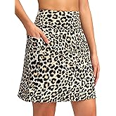 SANTINY 18" Skorts for Women with 4 Pockets High Waist Long Athletic Tennis Skirt Golf Skort Dressy Casual