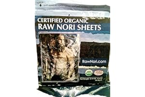 RAWNORI Raw Organic Nori Sheets 50 qty Pack! - Certified Vegan, Raw, Kosher Sushi Wrap Papers - Premium Unheated, Un Cooked, untoasted, dried - RAWFOOD