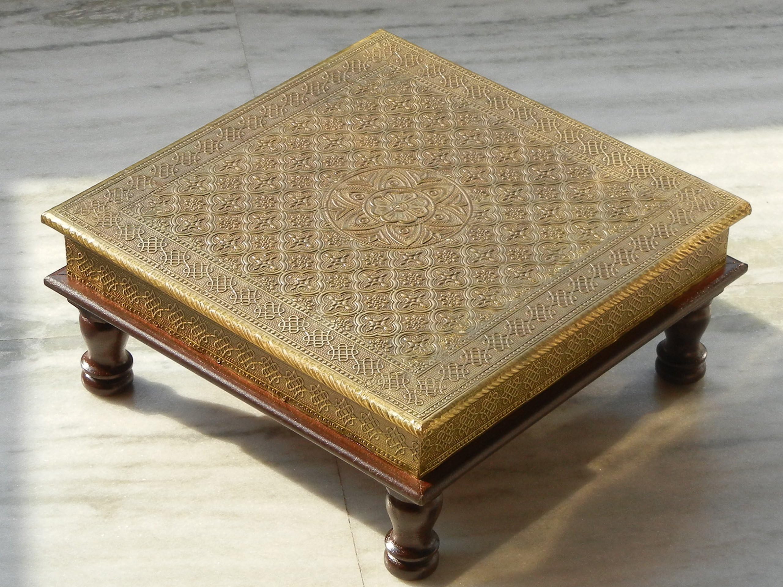 Shivay Arts Wood Chowki (Brown_15 Inch X 15 Inch X 6 Inch)
