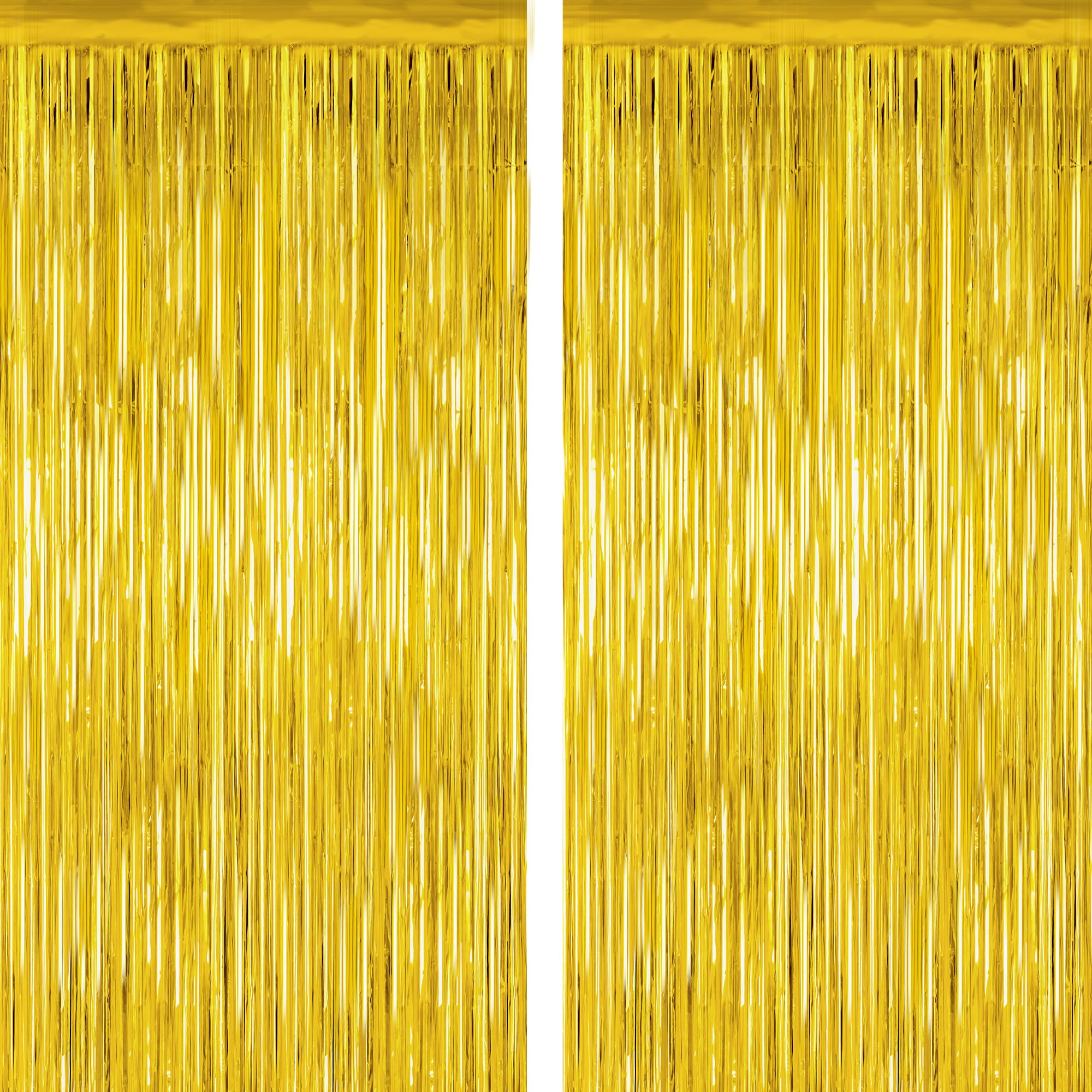 Photo 1 of 2 Pack Gold Tinsel Backdrop, 3.28 FT x 7.05 FT Metallic Fringe Curtain, Gold Color Graduation Backdrop Party Streamers, Party Supplies Door Decorations for Birthday Anniversaries