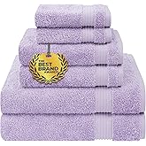 Cotton Paradise 6 Piece Towel Set, 100% Cotton Soft Absorbent Turkish Towels for Bathroom, 2 Bath Towels 2 Hand Towels 2 Washcloths, Lilac Towel Set