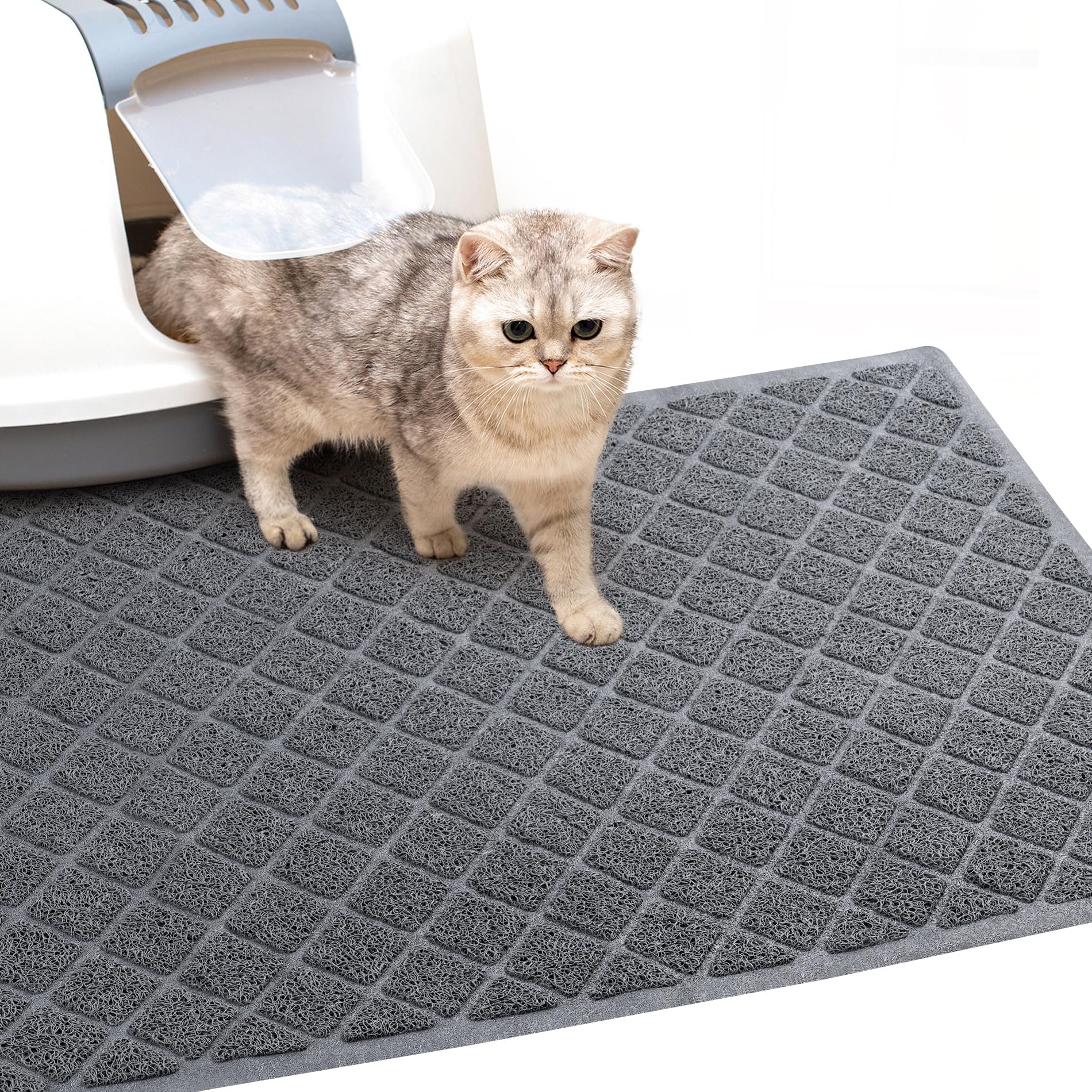Photo 1 of BOOMIBOO Cat Litter Mat Litter Box Mat?Litter Trapping Mat Premium Durable PVC Pad, 24 x 35 Inches Kitty Litter Box, Easy to Clean?Non-Slip?Urine Waterproof