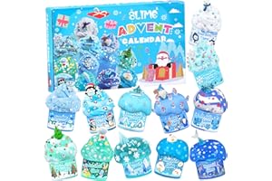 LAWOHO Advent Calendar 2025,24 Days of Christmas Countdown Calendar, Blue Slime Kit, Different Butter Slimes Cloud Slimes Fluffy DIY Kit for Girls and Boys, 4-10 Year Old Kids Stocking Stuffers