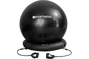 Pharmedoc Yoga Ball Chair with Base & Bands for Home Gym Workout, Pregnancy & Birthing Ball