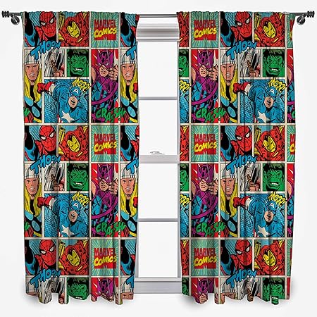 Disney Marvel Comics Strike 54 Inch Curtain Set Amazon Co Uk