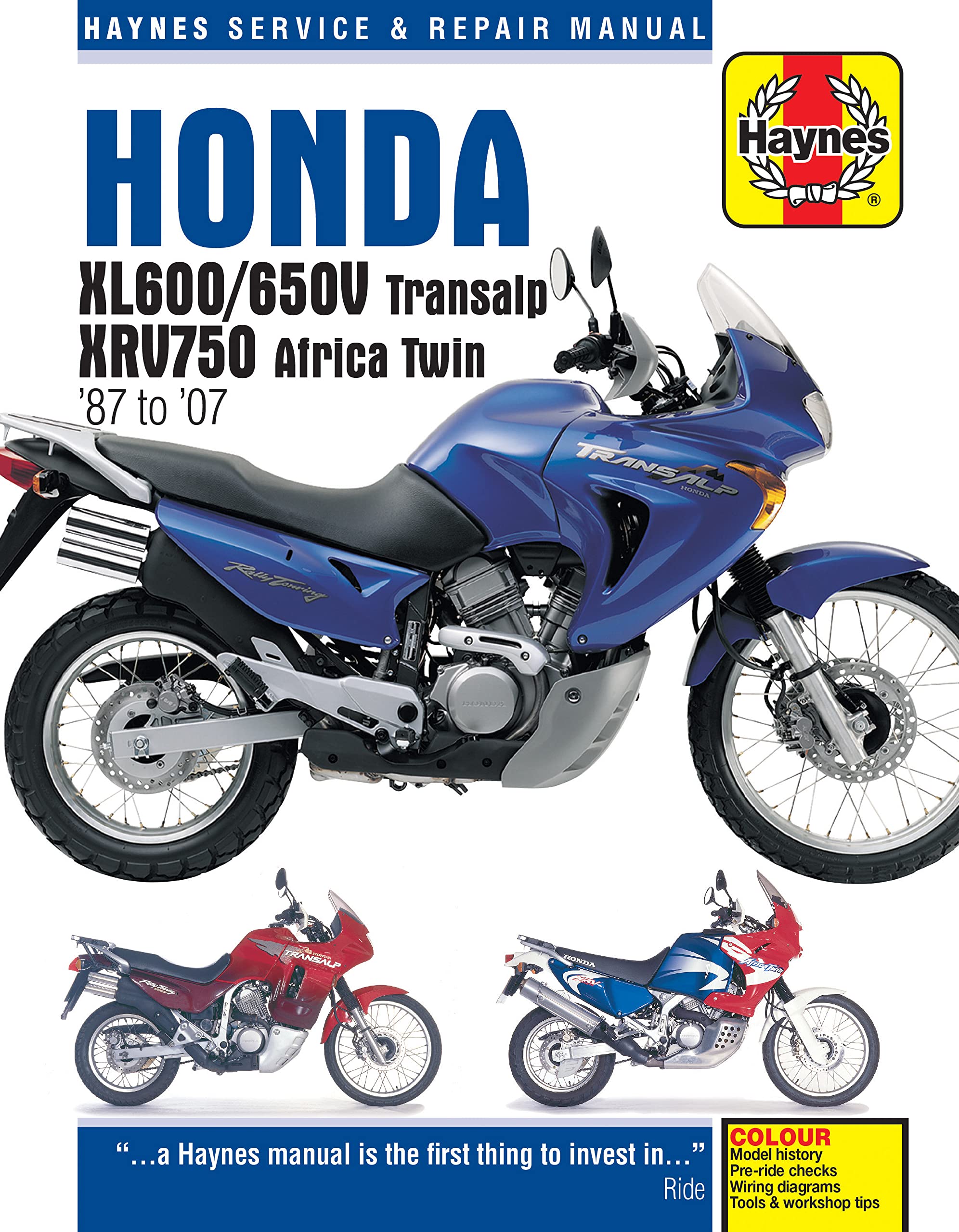 Haynes Honda Xl600/650v Transalp & Xrv750 Africa Twin '87 to '07 Repair Manual