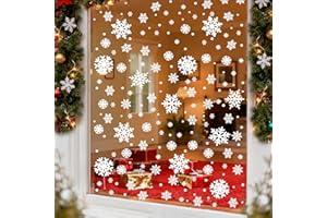 XISHIUYIS 264Pcs Christmas Window Decorations - 8 Sheets Removable Window Clings with Santa Gnomes Snowflakes, Festive Stickers for Christmas Decorations Indoor & Holiday Home Shop Decor (Snow)