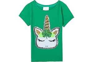 HH Family St. Patrick’s Day Shirt for Kids Flip Sequin Girls and Boys Green T-Shirt Clothing 4-12 Years