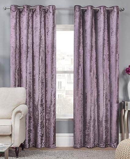 Crushed Velvet Effect Lined Ring Top Curtains Pair 45 X 54