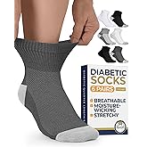 Pembrook Ankle Diabetic Socks for Women & Men | 6 Pairs | Wide Non Binding Socks Quarter Length | Edema Neuropathy Socks