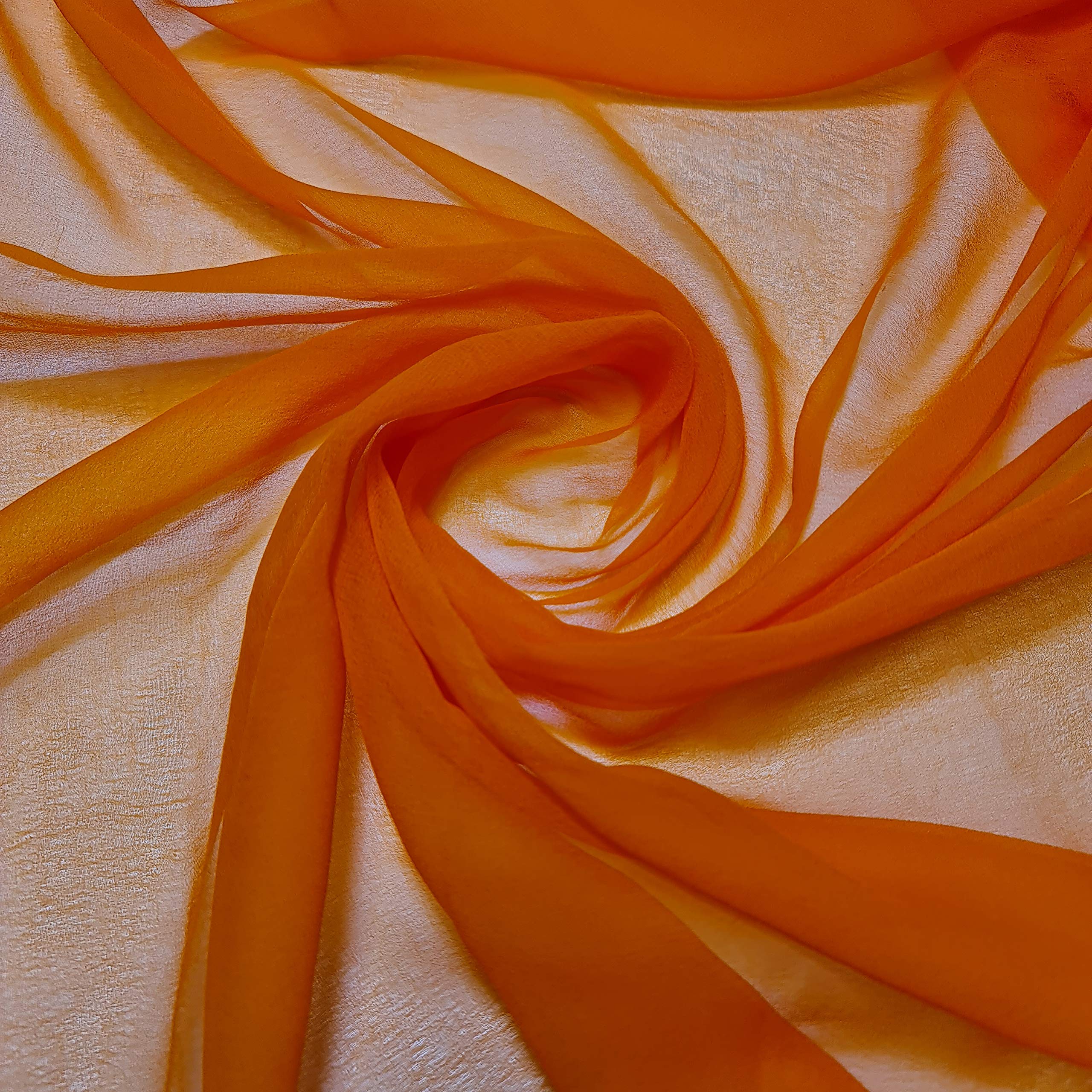 100% Polyester Moss Crepe Chiffon Sheer Decor Drape Dress Fabric 44" (2 Meter - Bright Orange)