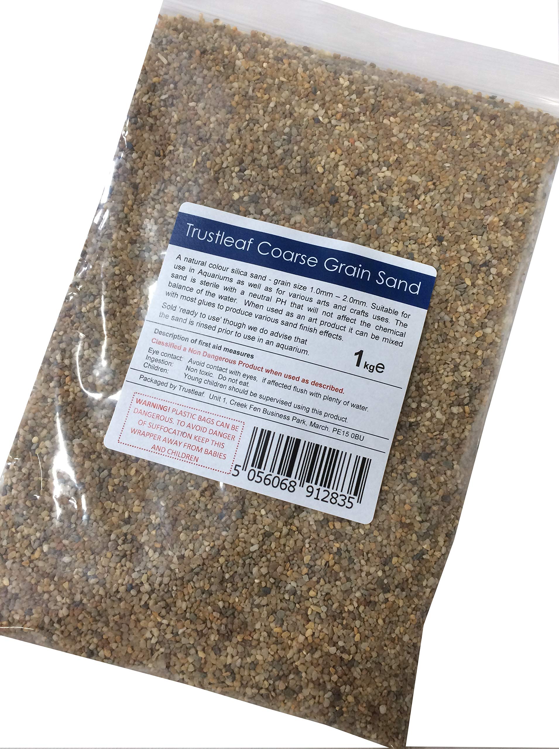 Trustleaf 1kg Natural Colour Silica Sand - COARSE GRAIN 1mm-2mm - Arts & Crafts - Aquariums