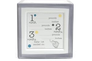 Child to Cherish New Baby Keepsake Piggy Bank, A Block to Grow On, Grey