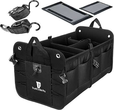 Collapsible Portable Multi Compartments Trunk Organizer, Black