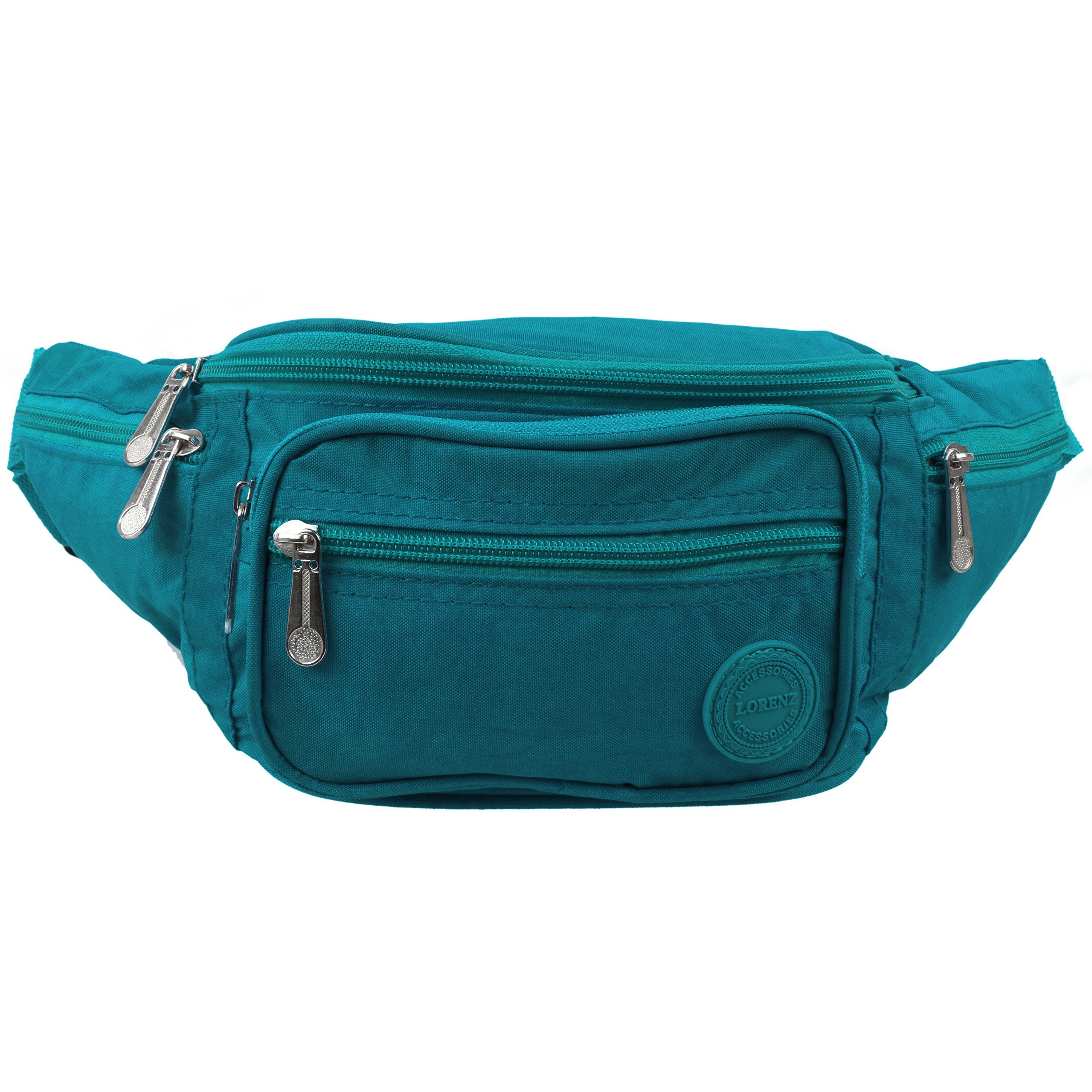 Mens Ladies Lorenz Nylon Bum Bag Fanny Pack 6 Colours Travel Raves Holiday, N/A, Turquoise