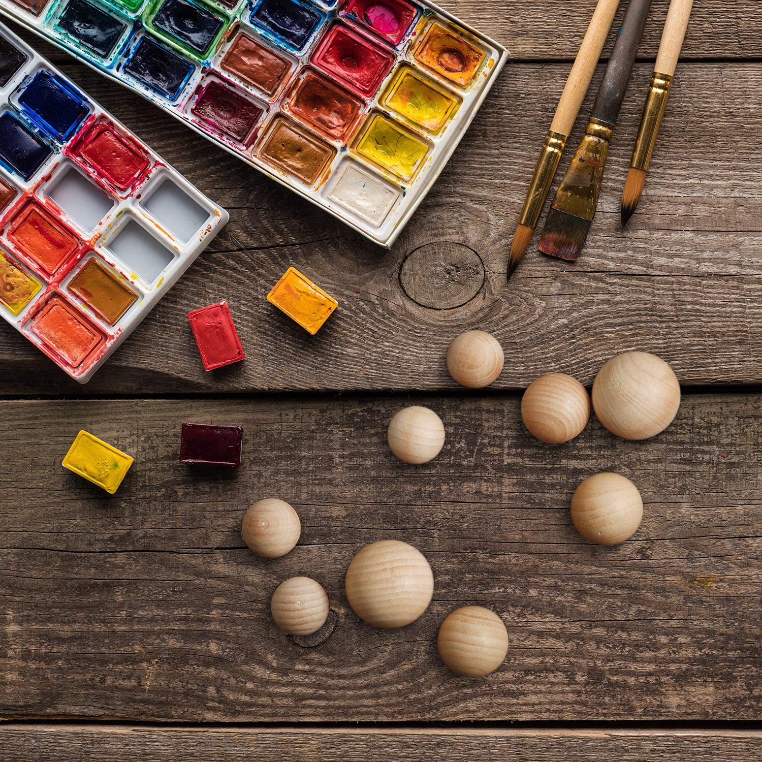 Blulu 122 Pieces Round Wood Balls Unfinished Wooden Balls Natural Craft for DIY Craft Projects Jewelry Making Arts Design, 5 Sizes