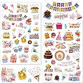 LINAYE 24 Sheets Happy Birthday Stickers - 730 Counts, Small &amp; Large Sizes, Perfect for Birthday Party Decorations &amp; Gifts