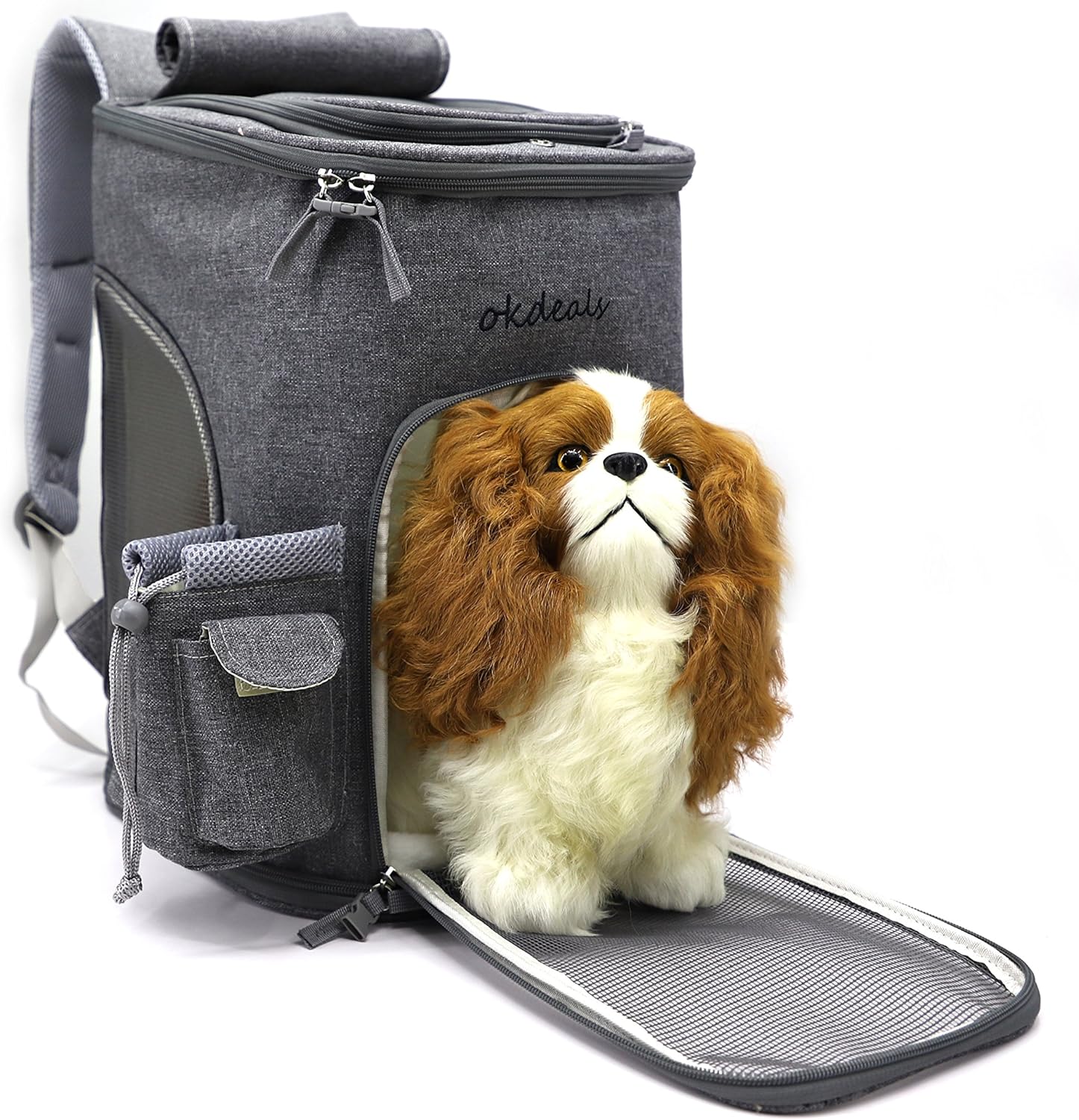 Amazon Okdeals ペットキャリーバッグ ケース 犬猫用 最新アップグレード設計 ペット用食器付き 腰ベルト付き スリング 小型