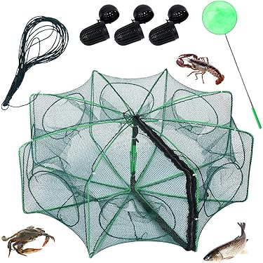 Fishing Bait Trap Collapsible Fish Bucket Kids Net Lightweight Aluminum Pole Non - View #6