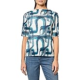 Calvin Klein Womens Short Sleeve High Neck Accordion Chiffon Blouse