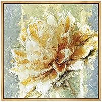 SIGNWIN Framed Canvas Wall Art Pale Yellow and White Carnation Floral Flower Oil Painting Impressionism Romantics Closeup Relax/Calm for Living Room, Bedroom, Office - 16x16 inches