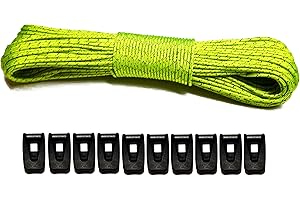 LiteOutdoors Guyline & Tensioner Kit - 1.8mm Diameter - 100 feet - Ultralight Reflective Tent Cord with 12 Lightweight Non-Sl